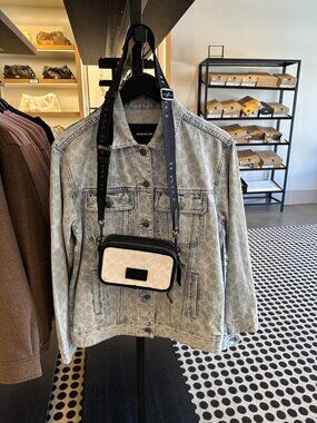 NWT Coach CW365 Mens Wyatt Crossbody Bag In Signature Canvas Black/White Leather
